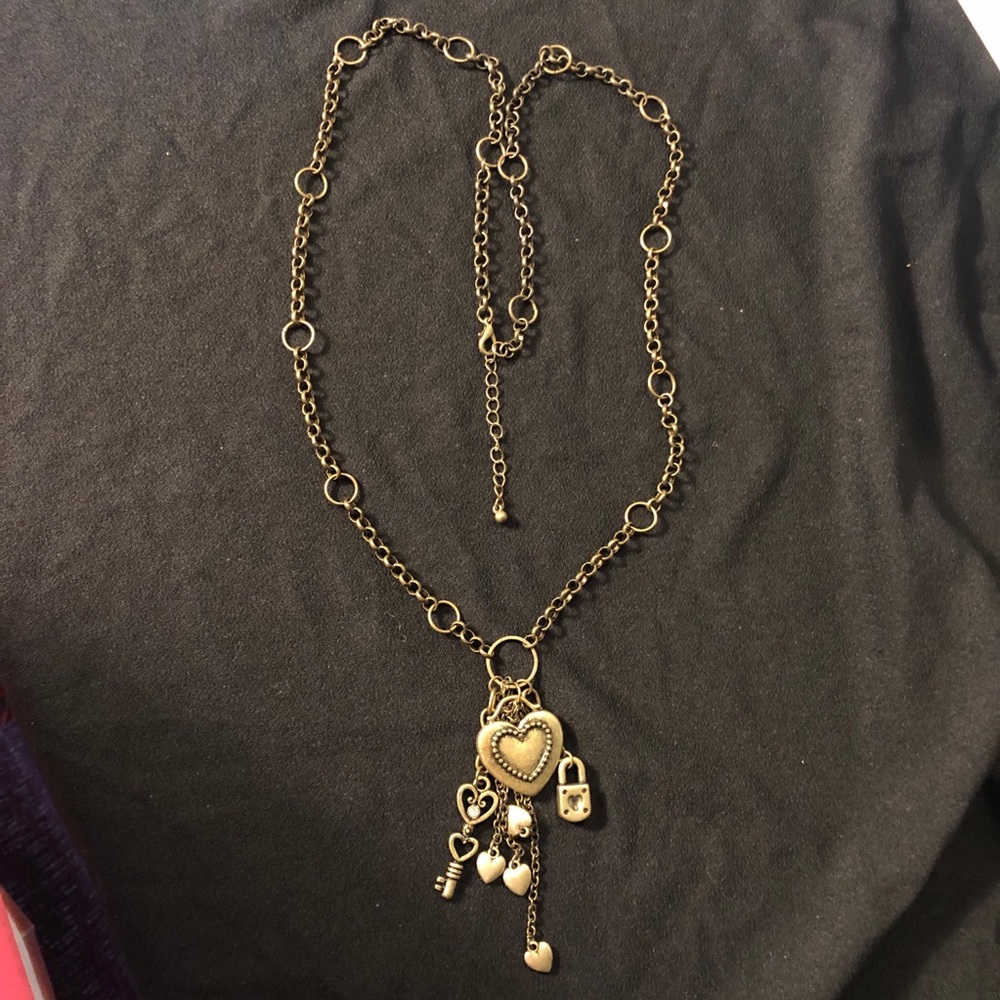 Heart, Padlock & Key Rhinestone necklace